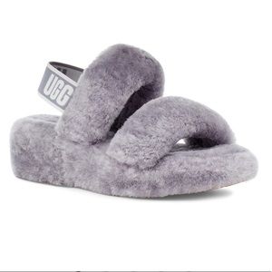 Ugg Oh Yeah Fluff Slide Sz 8 Gray